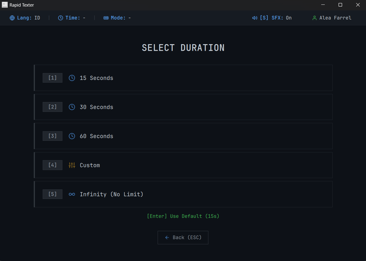 Time Duration Options